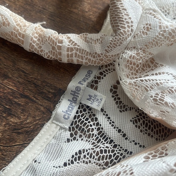 Charlotte Russe Lace V Neck Eyelet Mini Dress - Picture 7 of 8